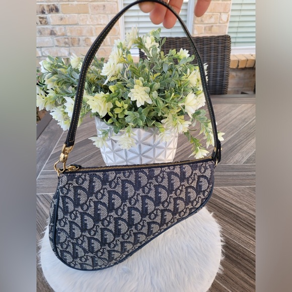 DIOR Monogram Mini Saddle Pochette Navy - Picture 2 of 16